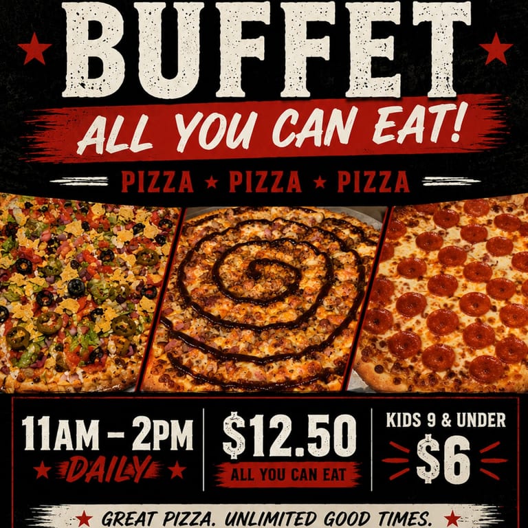 Daily Lunch Buffet With Pizza and Salad Bar