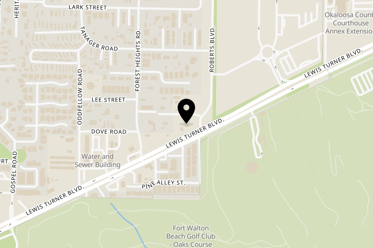 Map showing the location of Task Force Pizza Co. on 1826 Lewis Turner Blvd in Fort Walton Beach